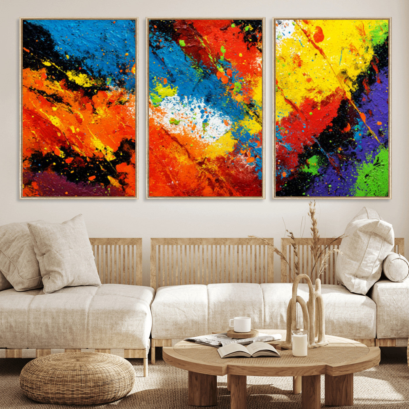 74888753-MGV-CV-36X24 - Vibrant Blue Abstract Canvas Wall Art Colorful Impasto Oil Painting Print