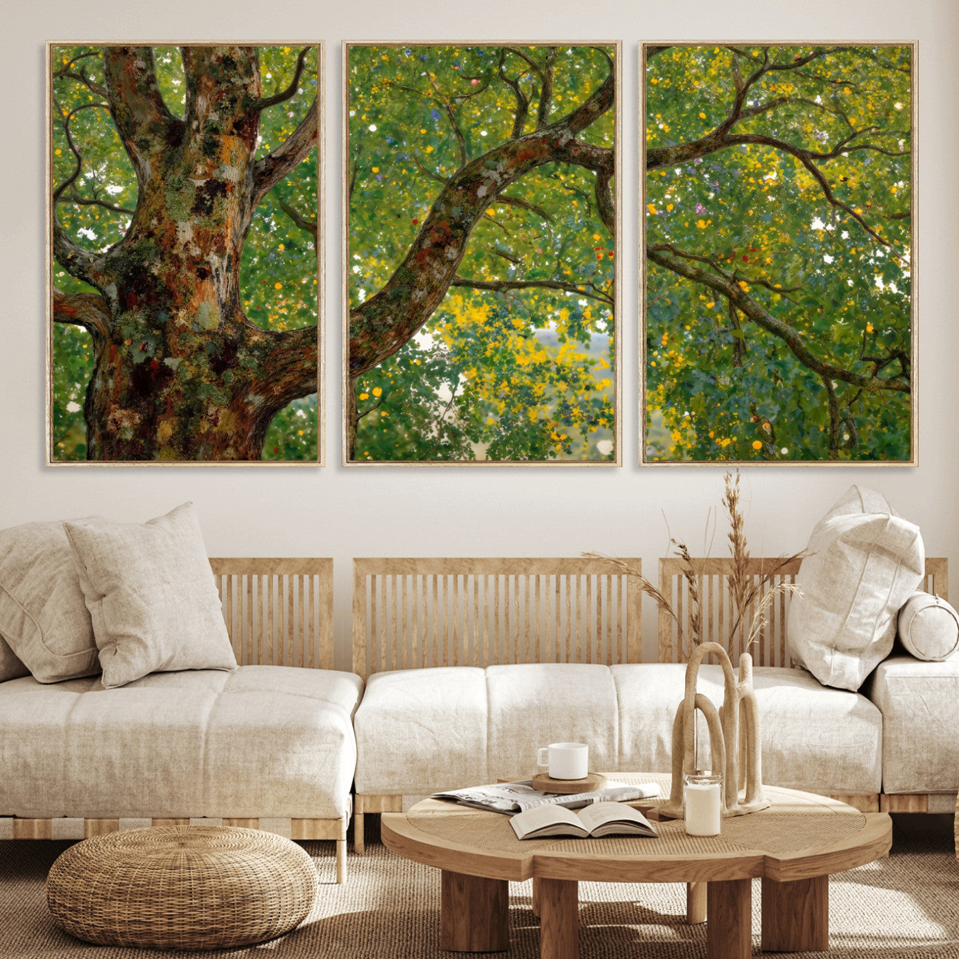 23663535-MGV-CV-36X24 - Vintage Summer Forest Green Tree Wall Art Canvas Print, Lush Leaves Impressionist Painting Print