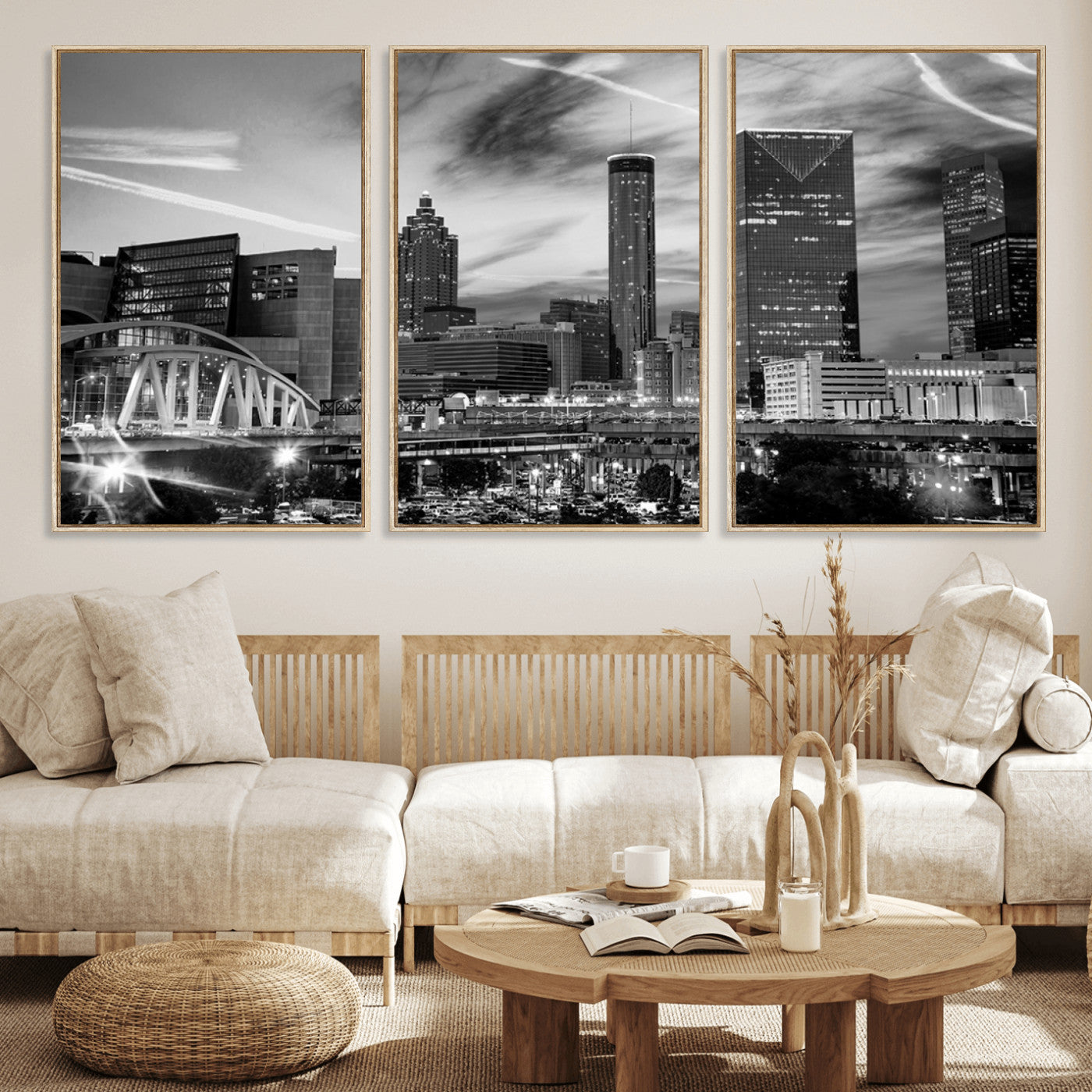 -Black and White Atlanta Wall Art Canvas Print