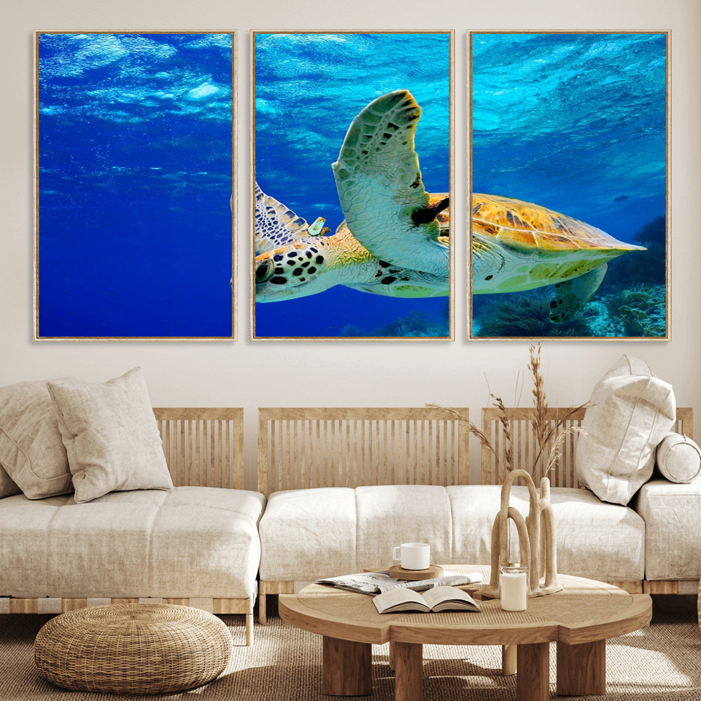 16292-MGV-CV-36X24-Sea Turtle Wall Art Canvas Print, Sea life in the Ocean Wall Art Printing