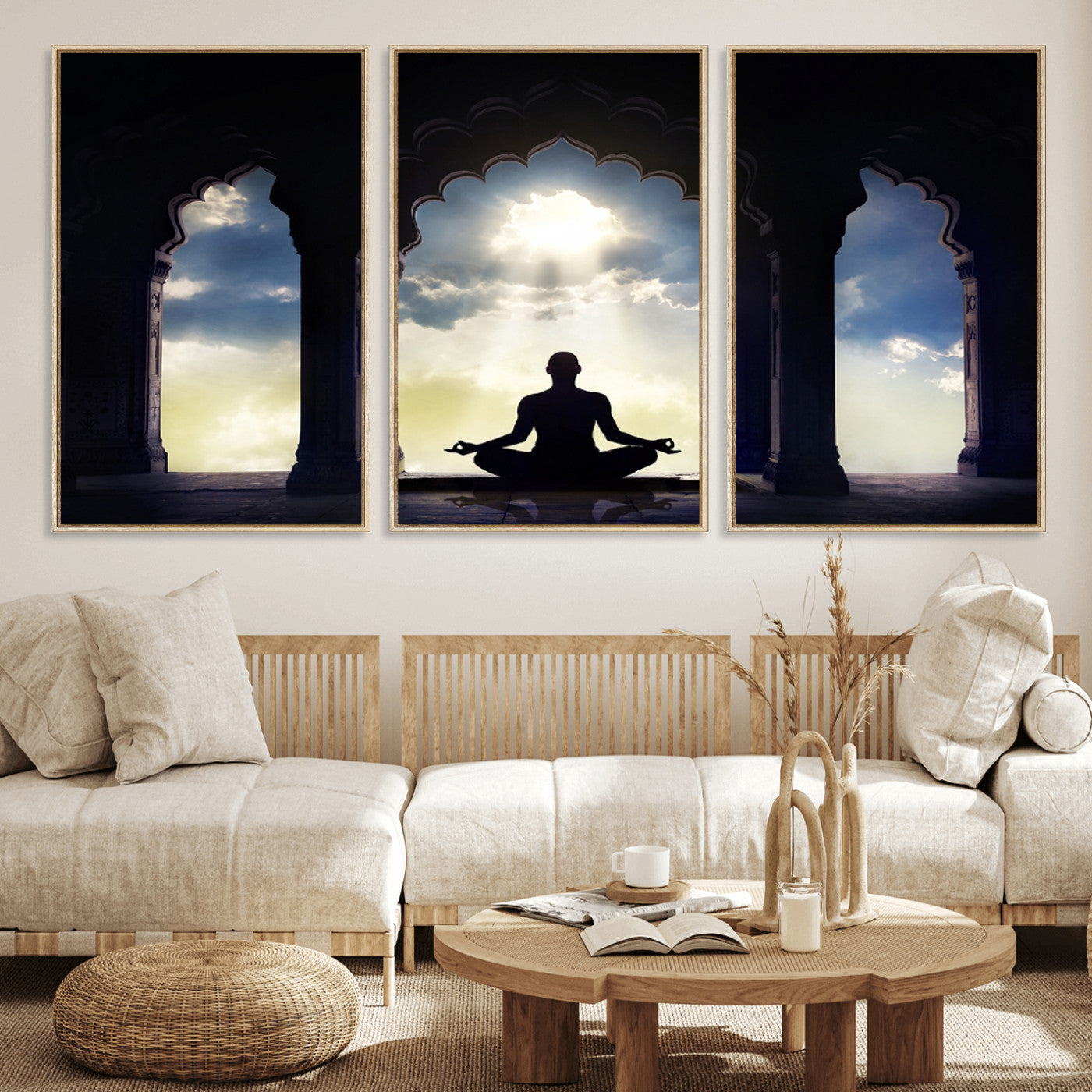26862-MGV-FC-60X30-3P_Natural-Women and Yoga Wall Art Canvas Print