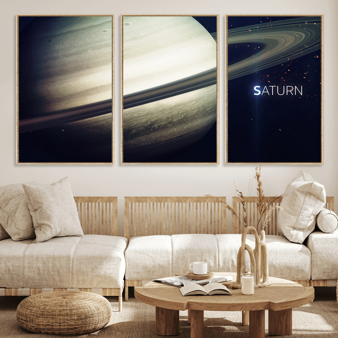 53060-MGV-FC-60X30-3P_Natural-Framed Saturn Wall Art Canvas Print