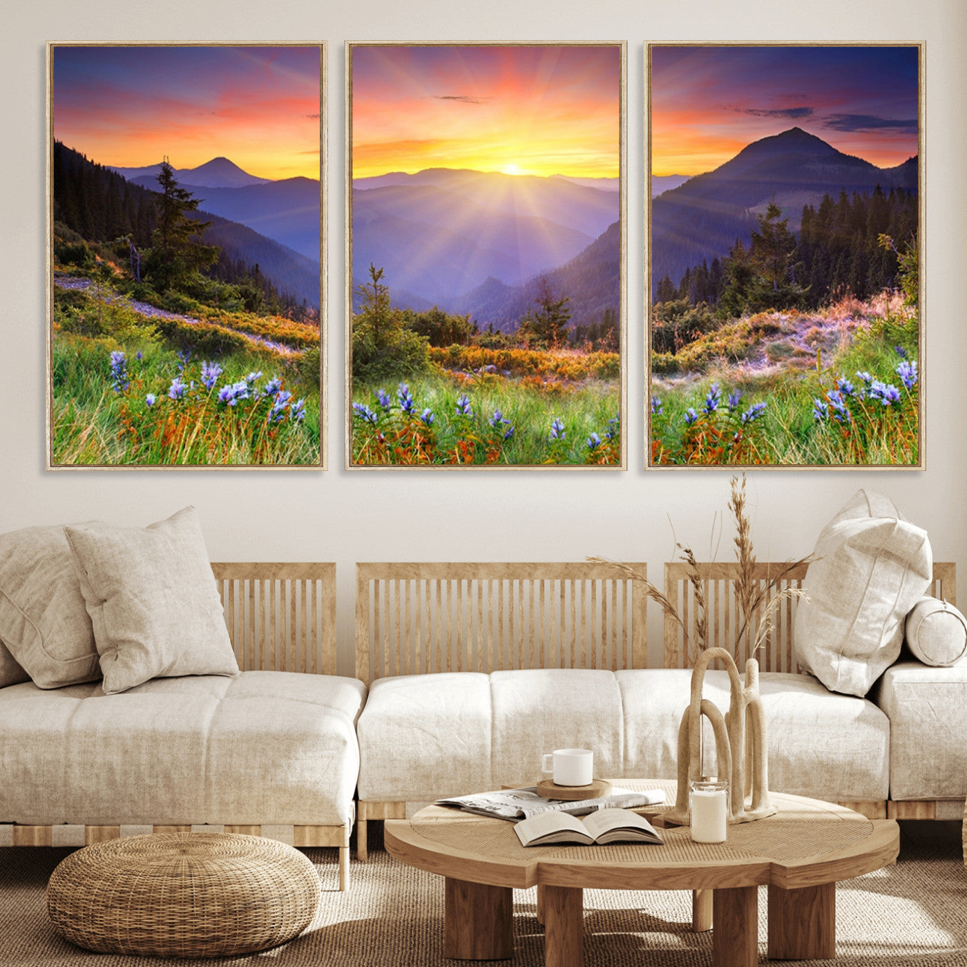 -Mountain and Spring Wall Art Canvas Print