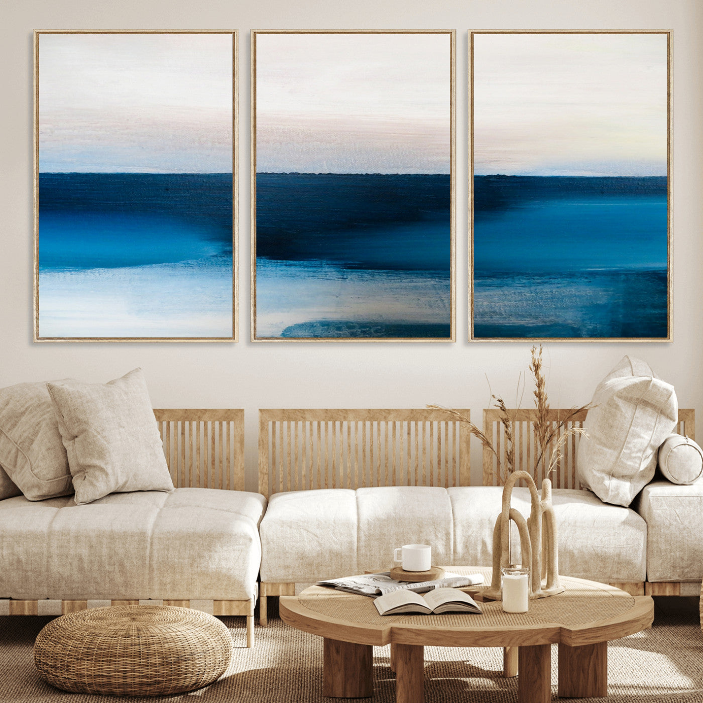 72452-MGV-FC-60X30-3P_Natural-Dark Blue Abstract Wall Art Canvas Print