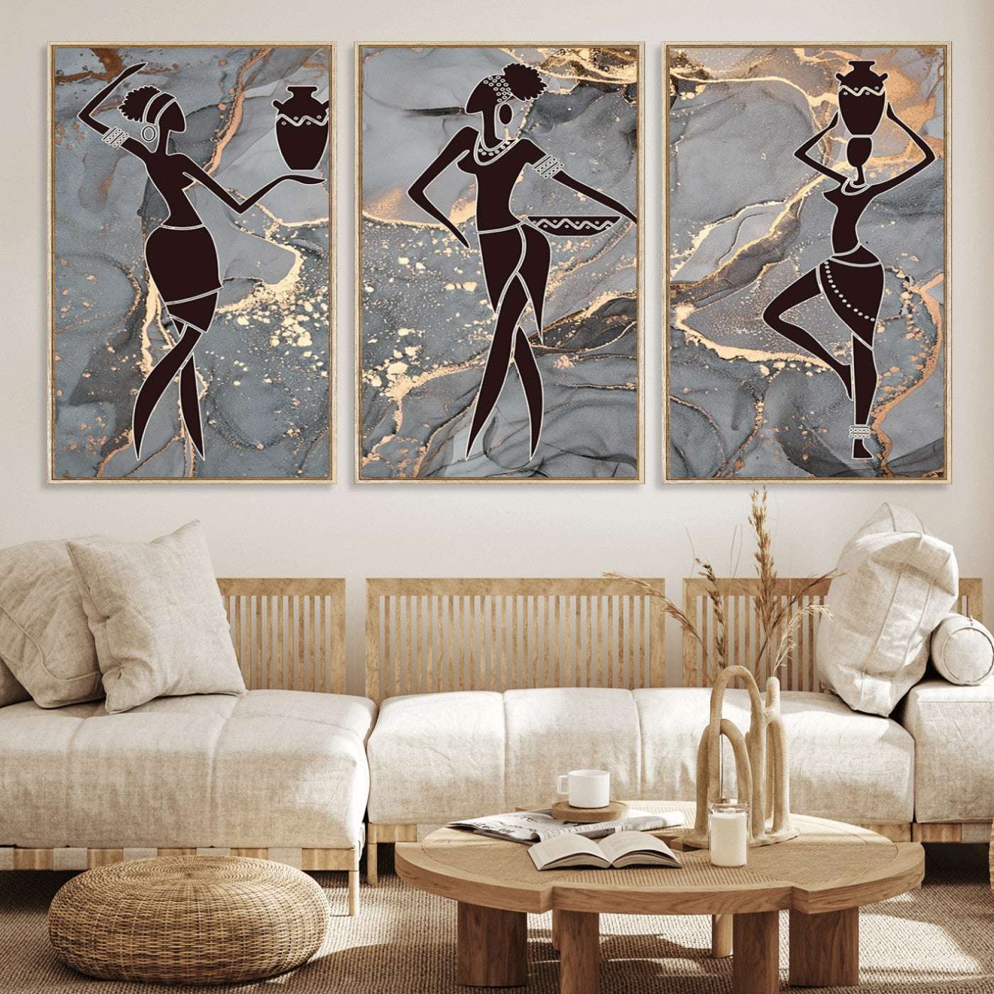 25097-MGV-FC-60X30-3P_Natural-Abstract African Womens Art Canvas Print