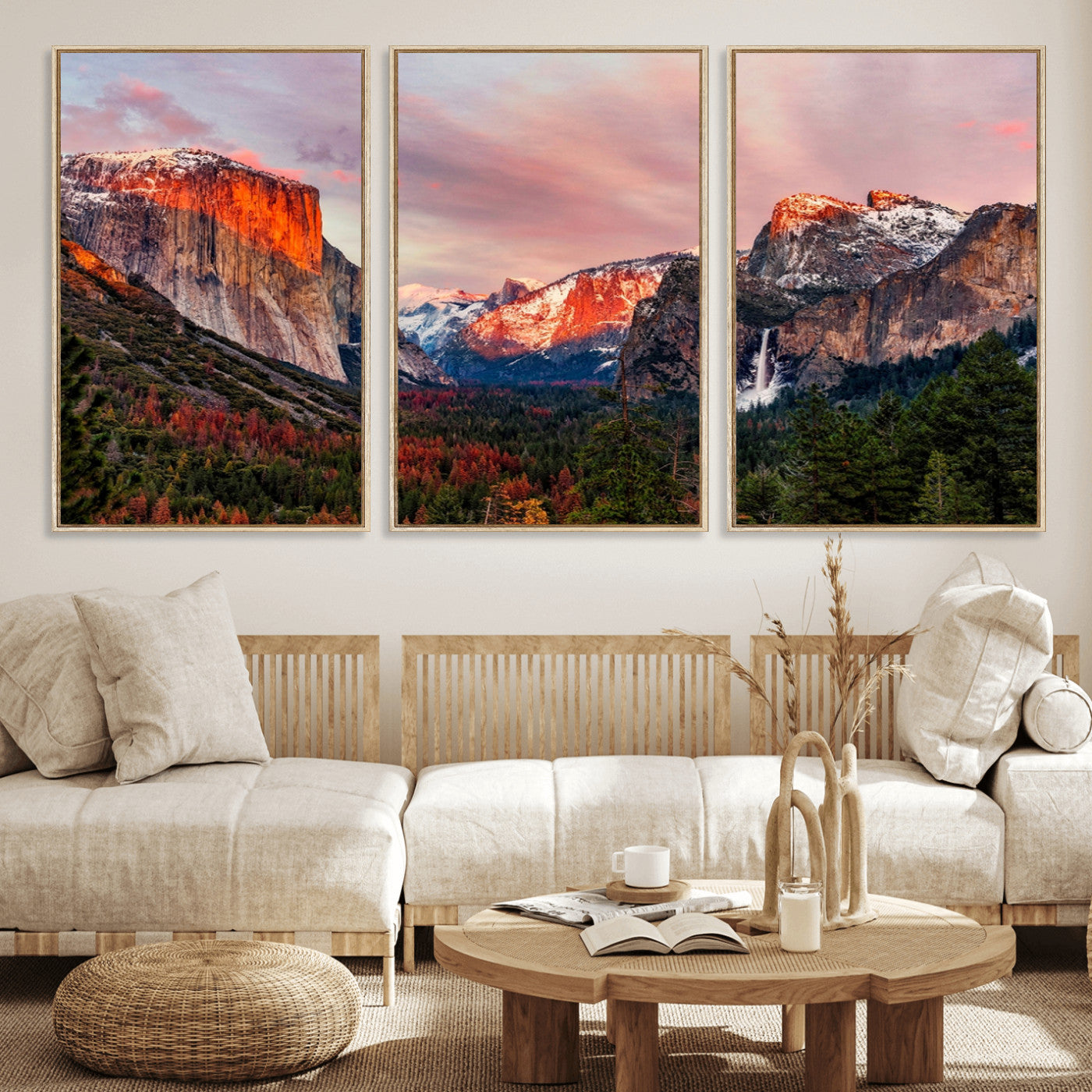 92086-MGV-FC-60X30-3P_Natural-Yosemite Half Dome Wall Art Canvas Print El Capitan