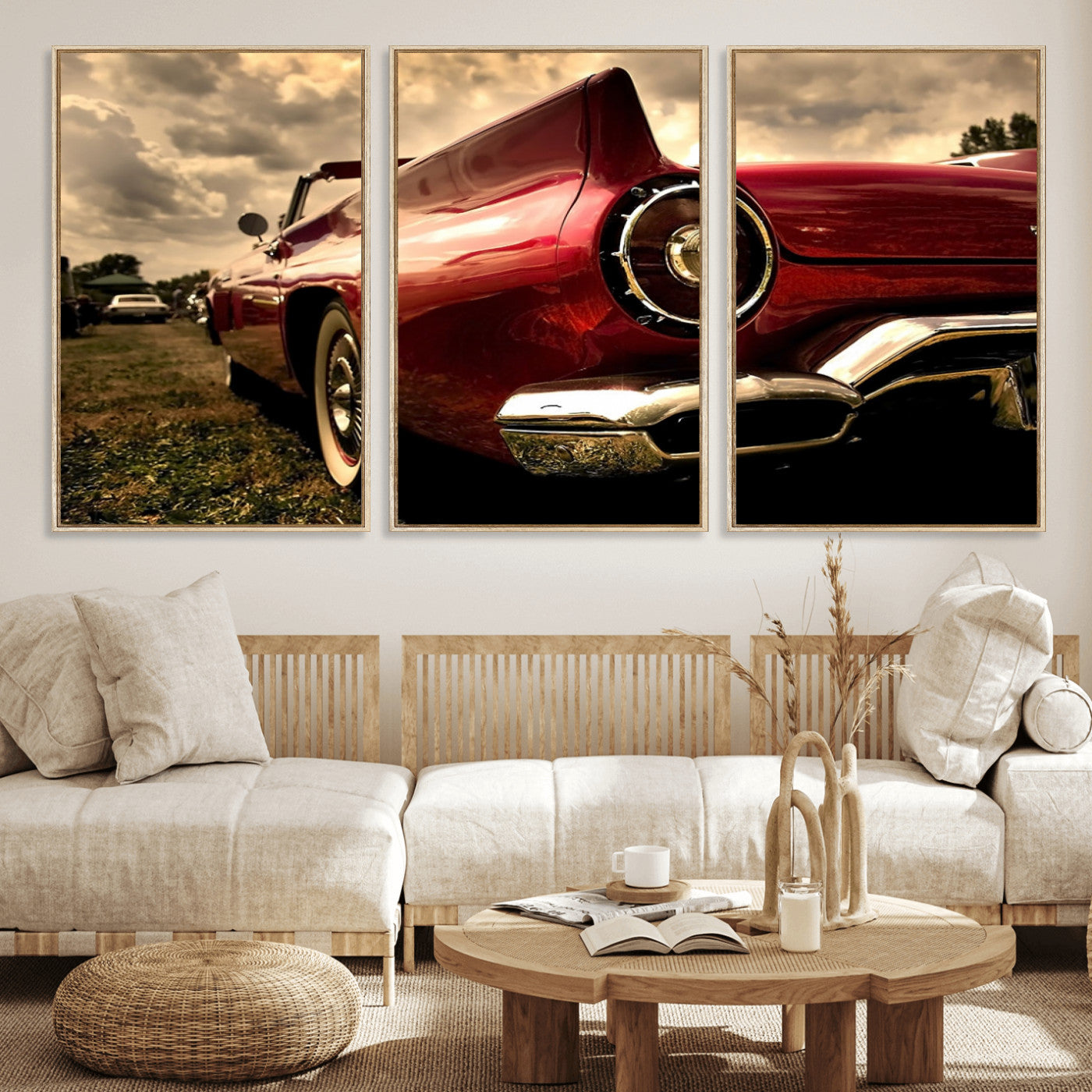 60259-MGV-FC-60X30-3P_Natural-Red Classic Car Wall Art Canvas Print