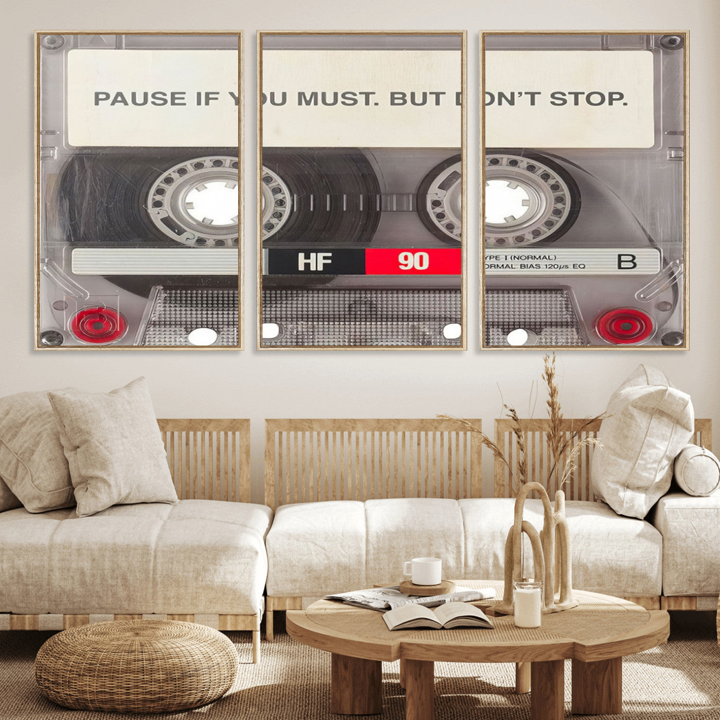 75360-MGV-FC-60X30-3P_Natural-Music Cassette Iconic Wall Art Canvas Print