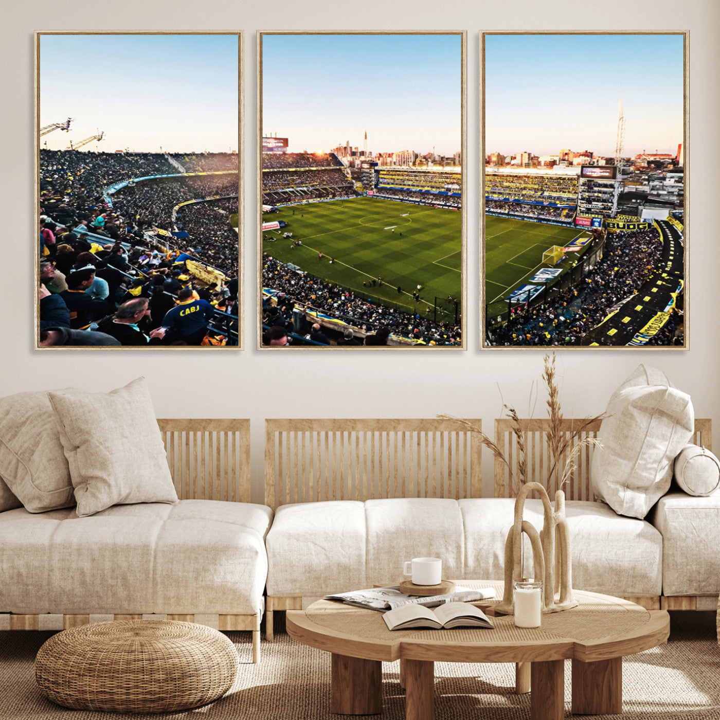 50105-MGV-FC-60X30-3P_Natural-Boca Juniors Soccer Team Print - Buenos Aires Bombonera Stadium Wall Art Canvas Print