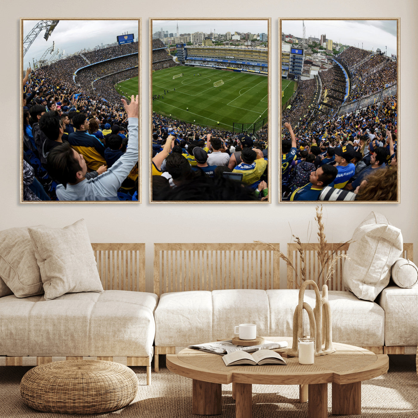 23173-MGV-FC-60X30-3P_Natural-Boca Juniors Soccer Team Print - Buenos Aires Bombonera Stadium Wall Art Canvas Print