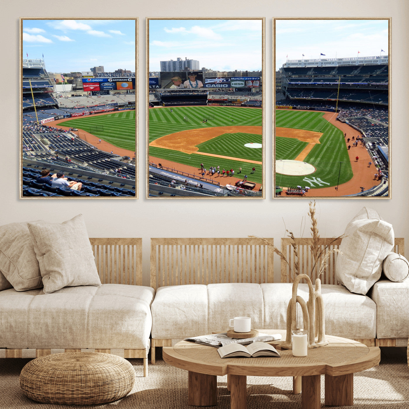 98047-MGV-FC-60X30-3P_Natural-Buffalo Bills Stadium Wall Art - Buffalo Bills Decor- NFL Fans Gift, Perfect Sports Decor for Living