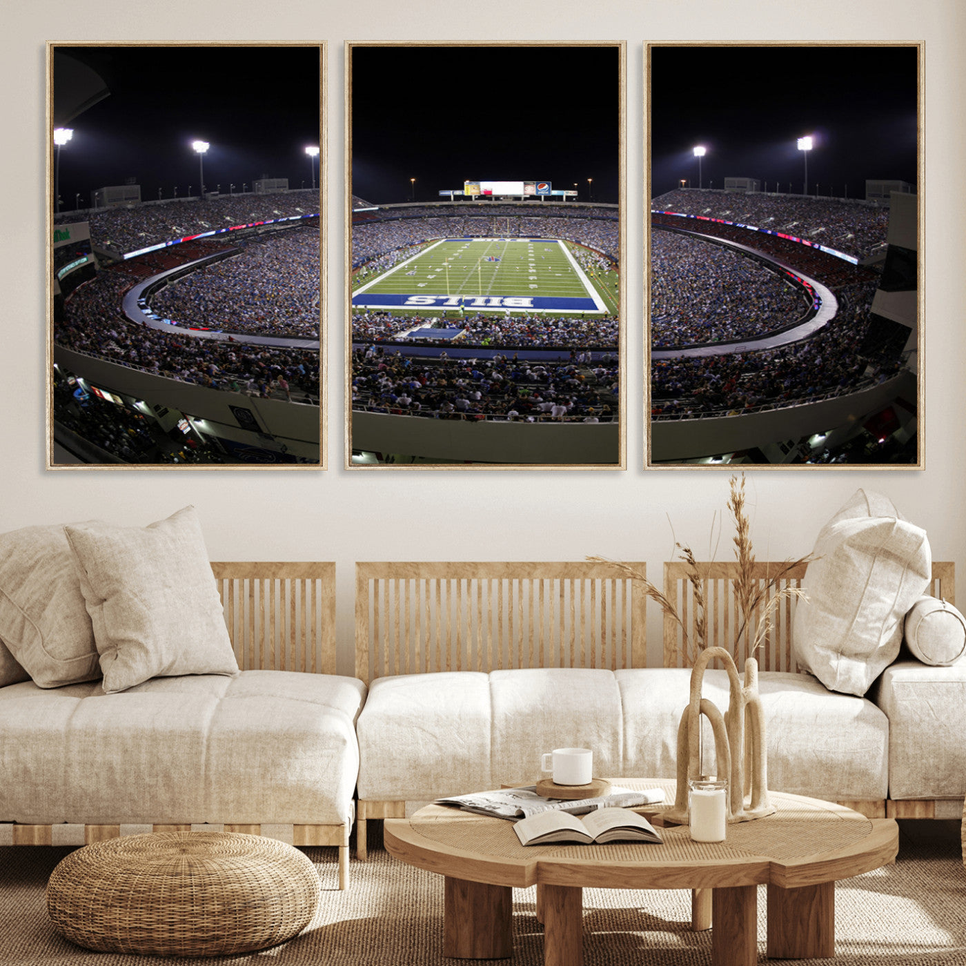98546-MGV-FC-60X30-3P_Natural-Buffalo Bills NFL Football Team Print - Buffalo Highmark Stadium Wall Art Canvas Print