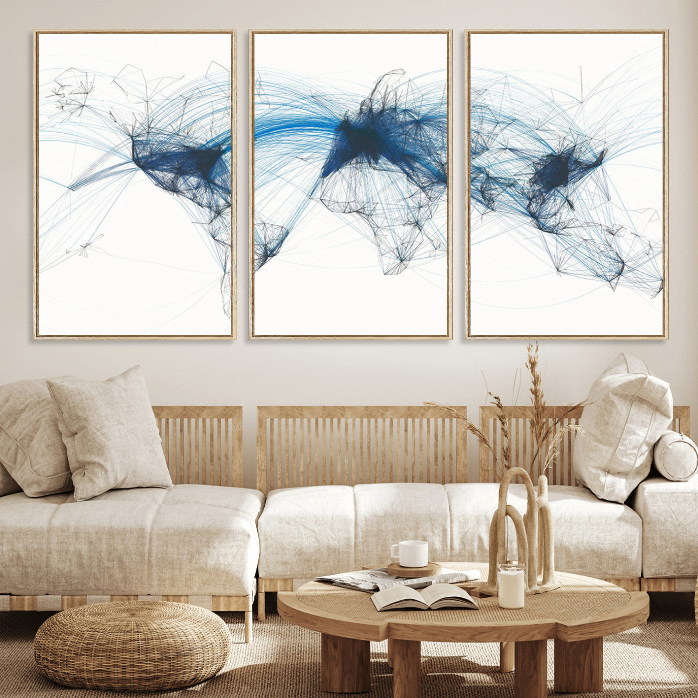 33145-MGV-FC-60X30-3P_Natural-Push Pin World Map Canvas Print – Travel Tracker Wall Art for Couples, Perfect Anniversary Gift for Home or Office Decor