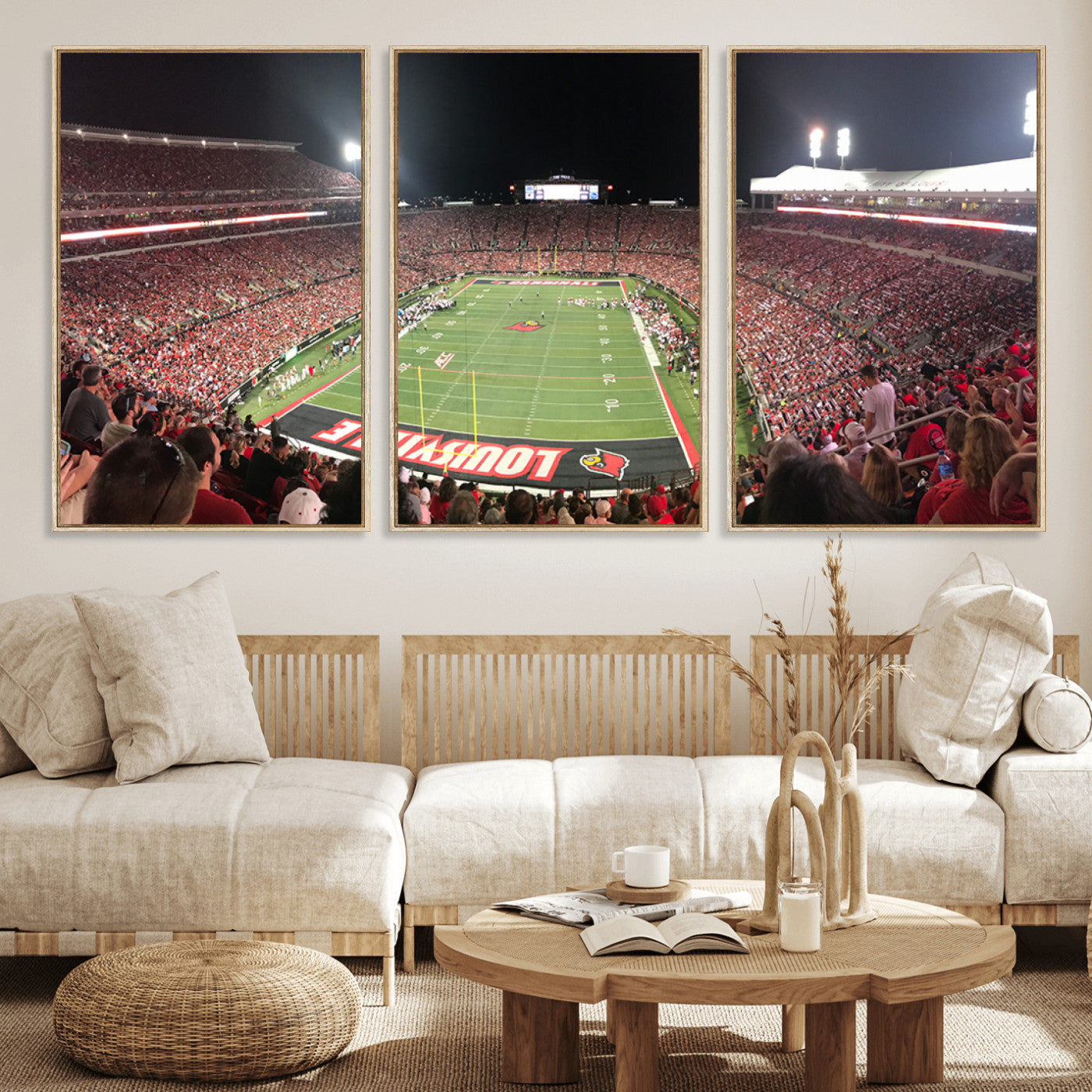 51251-MGV-FC-60X30-3P_Natural-University of Louisville Cardinals Football Team Print - Louisville Cardinal Stadium Wall Art Canvas