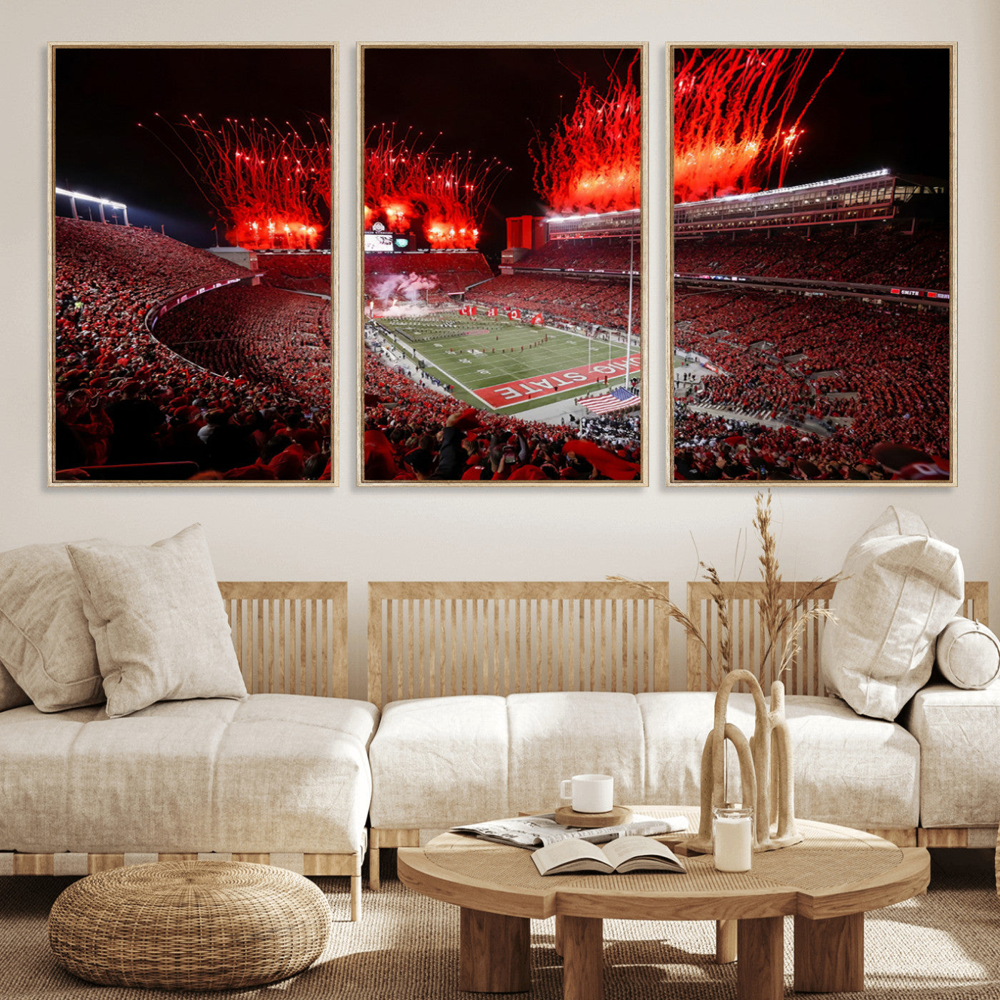 56909-MGV-CV-36X24-Ohio State University Buckeyes Football Team Print - Columbus Ohio Stadium Wall Art Canvas Print