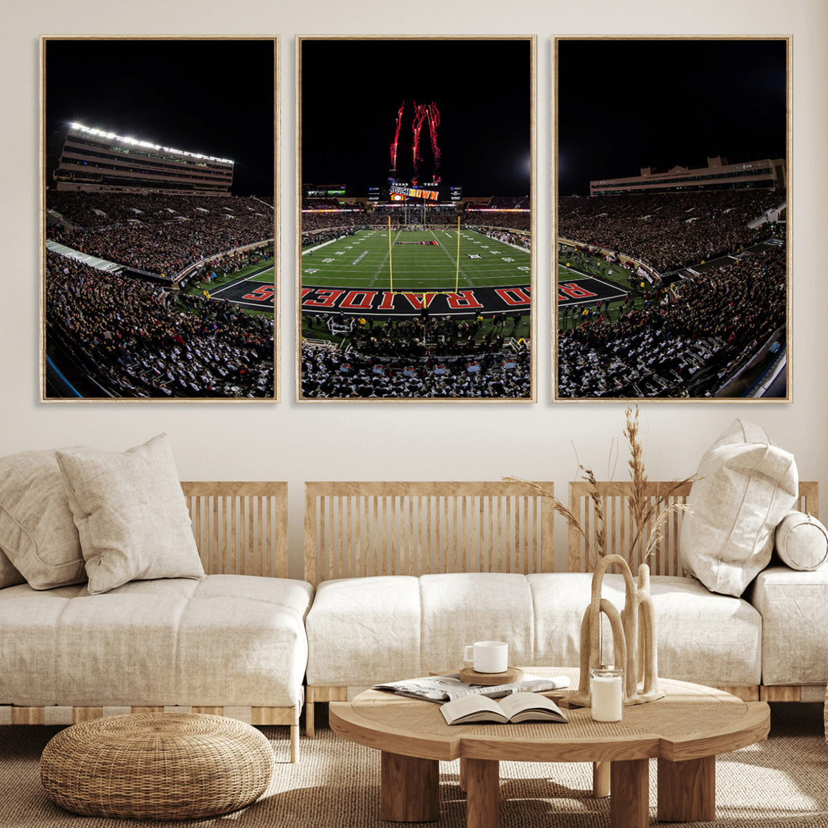 83122-PAN-FL-20X10 - Framed Texas Tech Red Raiders Stadium Canvas, Texas Tech Red Raiders Football Team Print - Lubbock