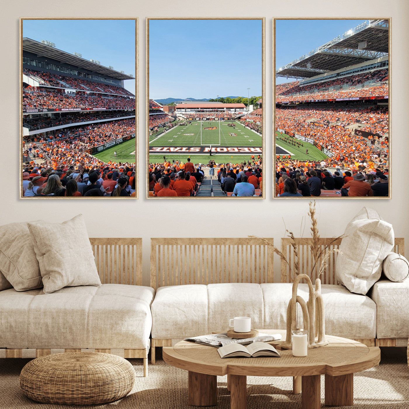 35211-MGV-FC-60X30-3P_Natural-Oregon State Beavers Football Team Print - Corvallis Reser Stadium Wall Art Canvas Print