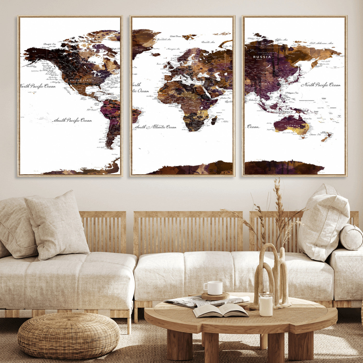 50611-MGV-CV-36X24 - Push Pin World Map Canvas Print – Framed Wall Art for Couples to Track Their Travels – Anniversary