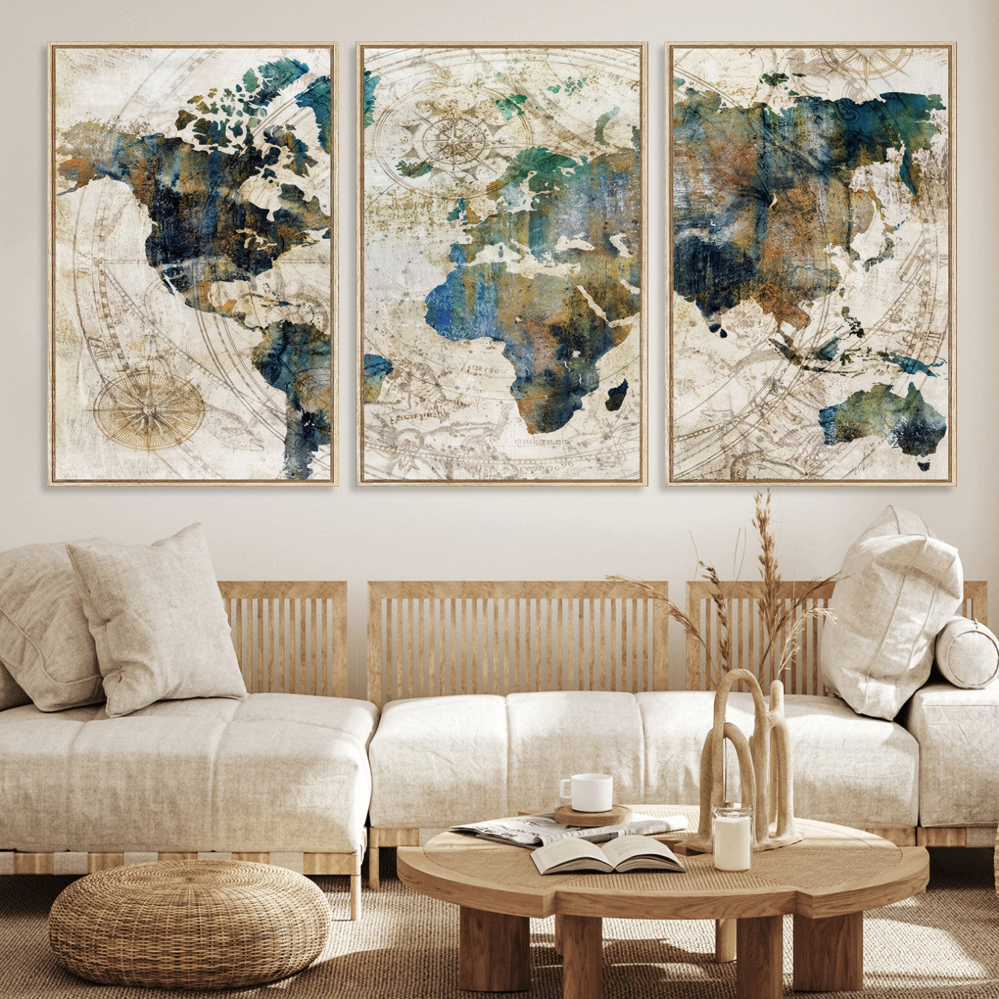 36972-MGV-CV-36X24 - Grunge Abstract World Map Art Print Canvas Print for Office Decor