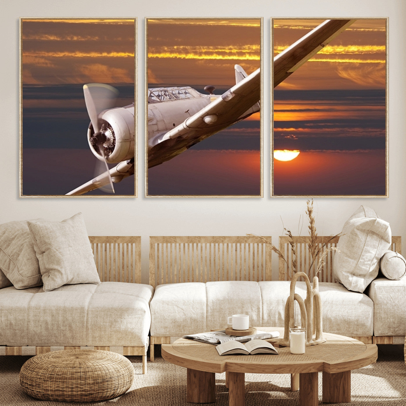 55483-MGV-FC-60X30-3P_Natural-Old War Plane Wall Art Canvas Print