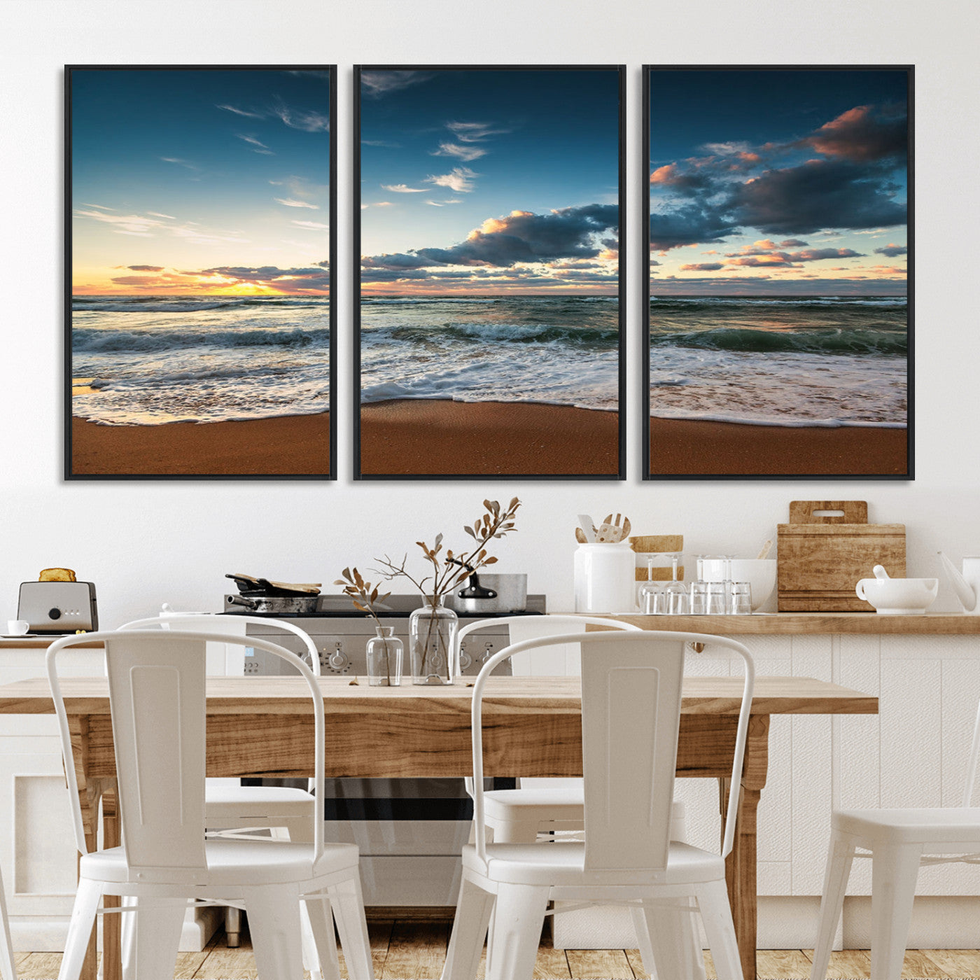 -Ocean Beach Wall Art Canvas Print Sunset Artwork Print Coastal Wall Art