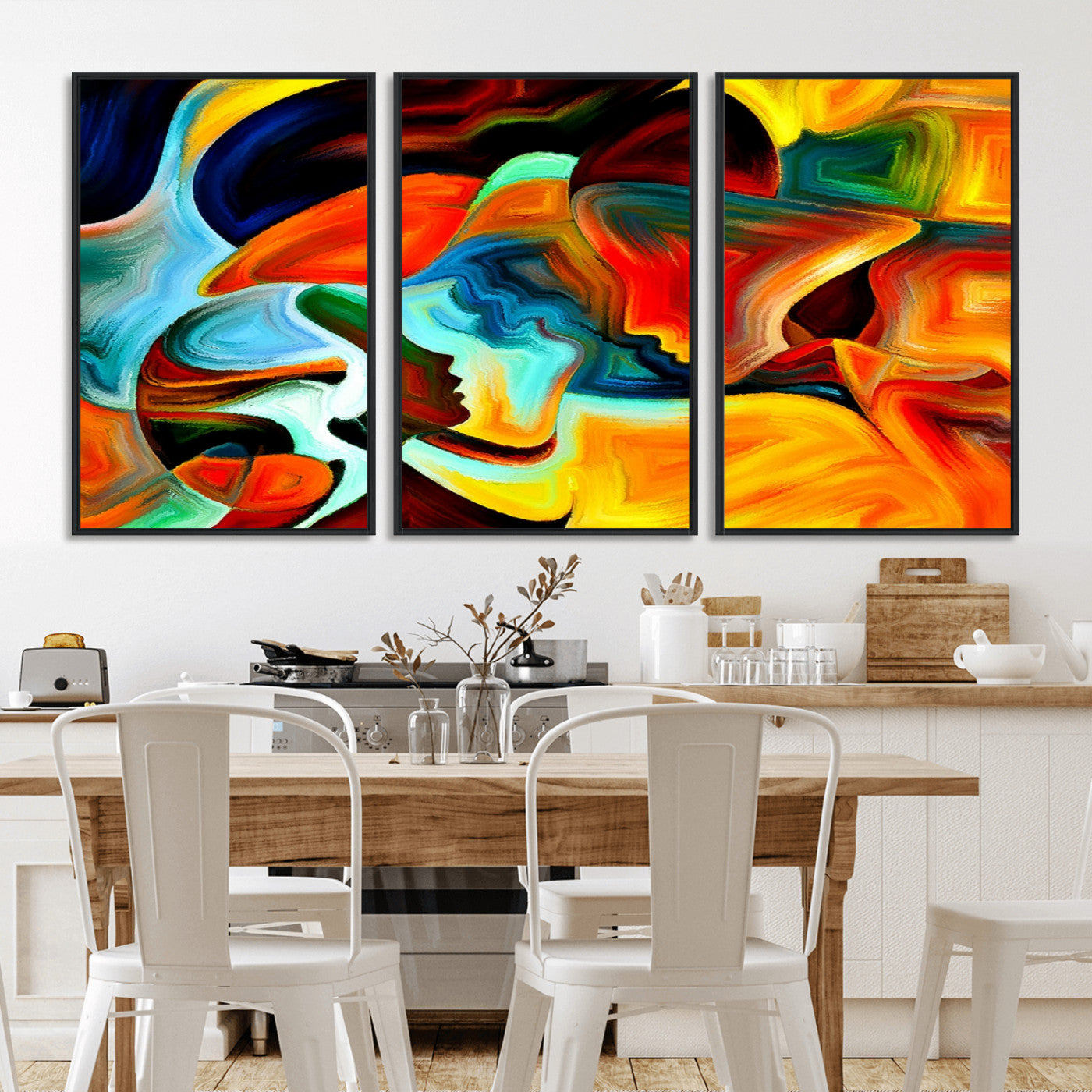 70242-MGV-CV-36X24-Human Love Figures Abstract Wall Art Canvas Print