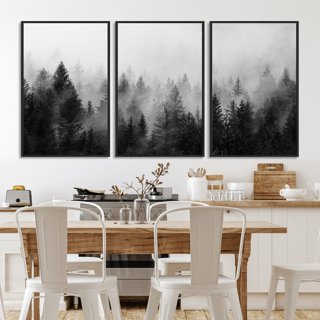 Foggy Forest Canvas Wall Art Print | Mountain Wall Art with Pine Trees and Misty Forest