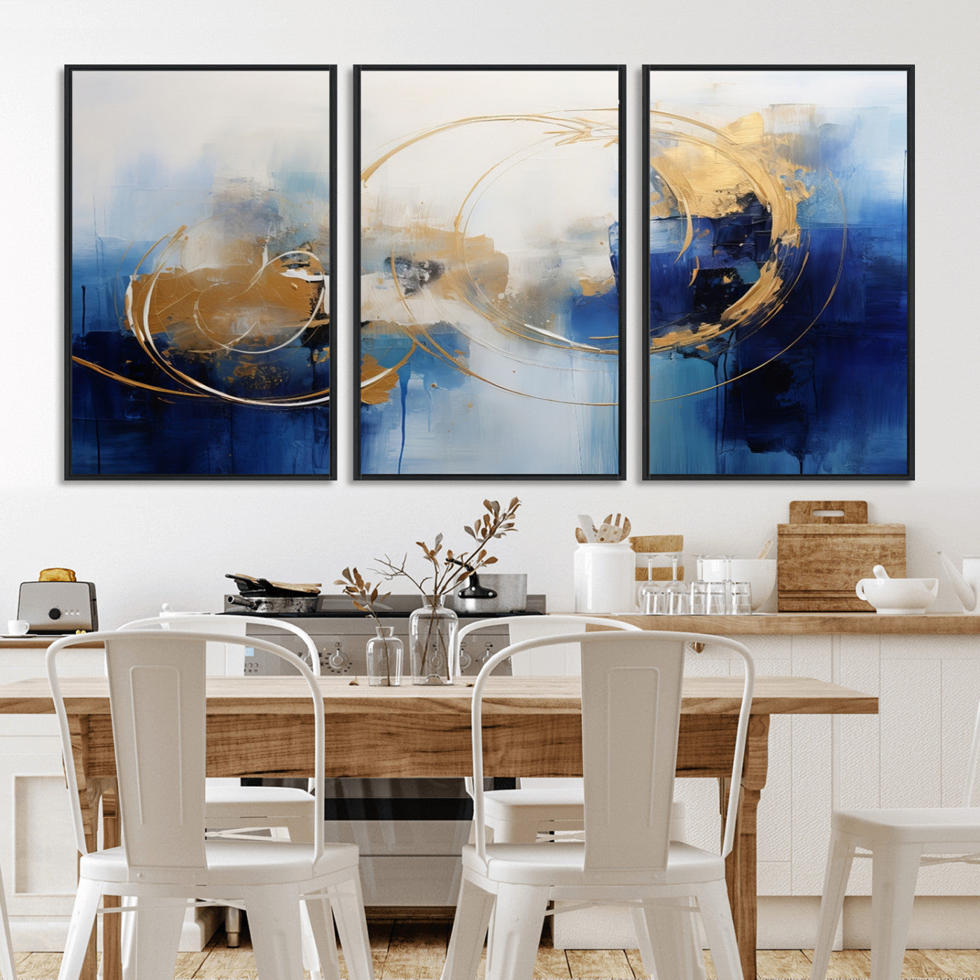 52314-MGV-CV-36X24-Navy Blue Abstract Wall Art Canvas Print