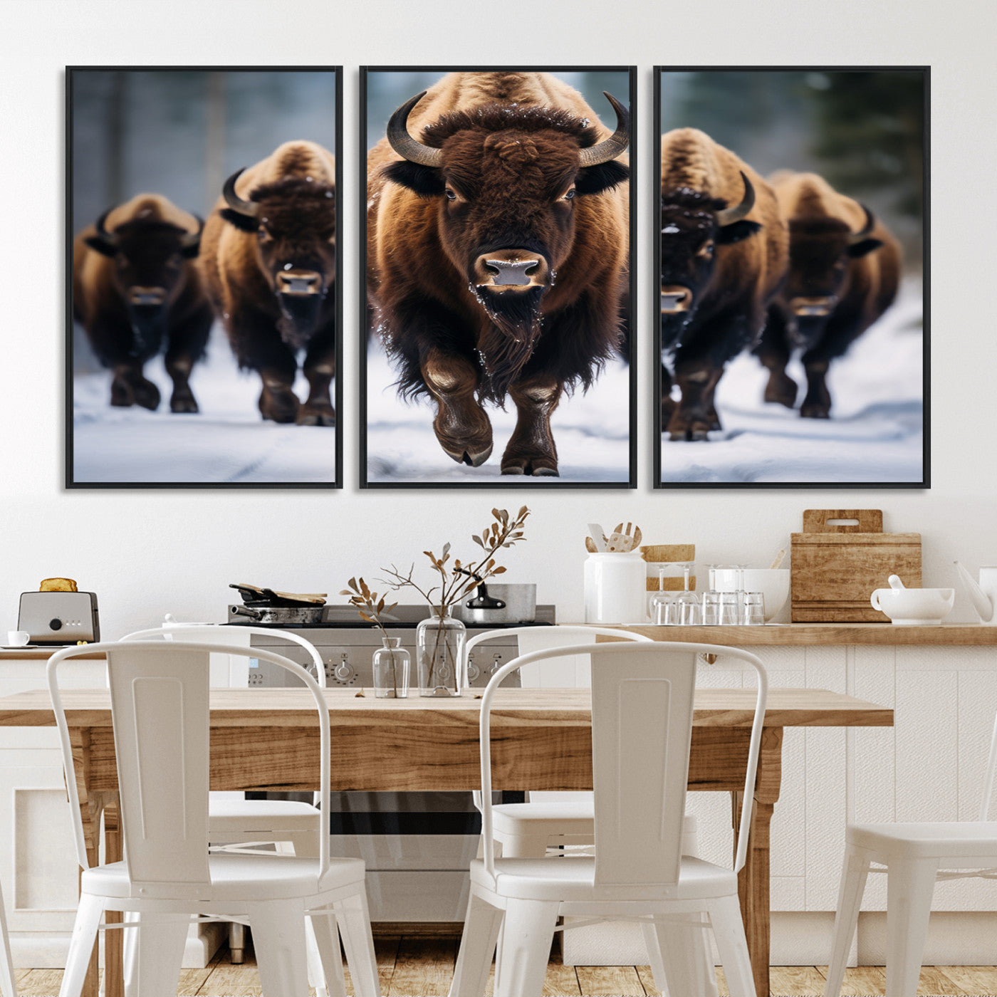 -Buffalo Wall Art Canvas Print, American Bison Herd Wall Art Canvas Print - Bison Canvas Print