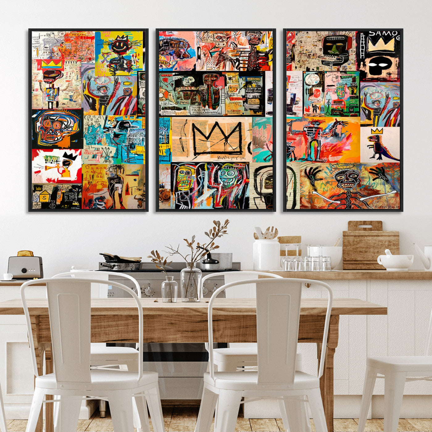 -Abstract Art Collage Wall Art Canvas Print – Framed, Ready to Hang, Urban Graffiti Style
