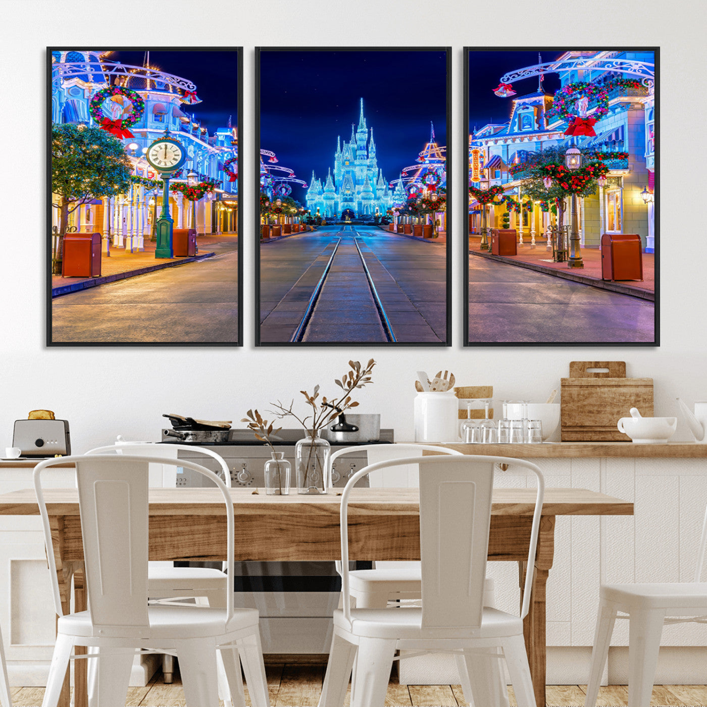 12470-MGV-CV-36X24-Disney Castle Wall Art – Large Magic Kingdom Canvas Artwork, Fairytale Design, Kids Room Christmas Decor for Home, Office