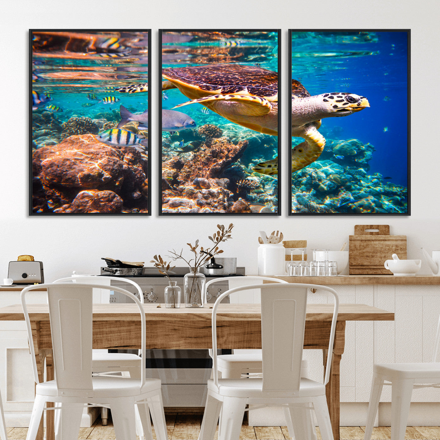-Sea Turtle Wall Art Canvas Print – Vibrant Ocean Coral Reef Décor, Ready to Hang