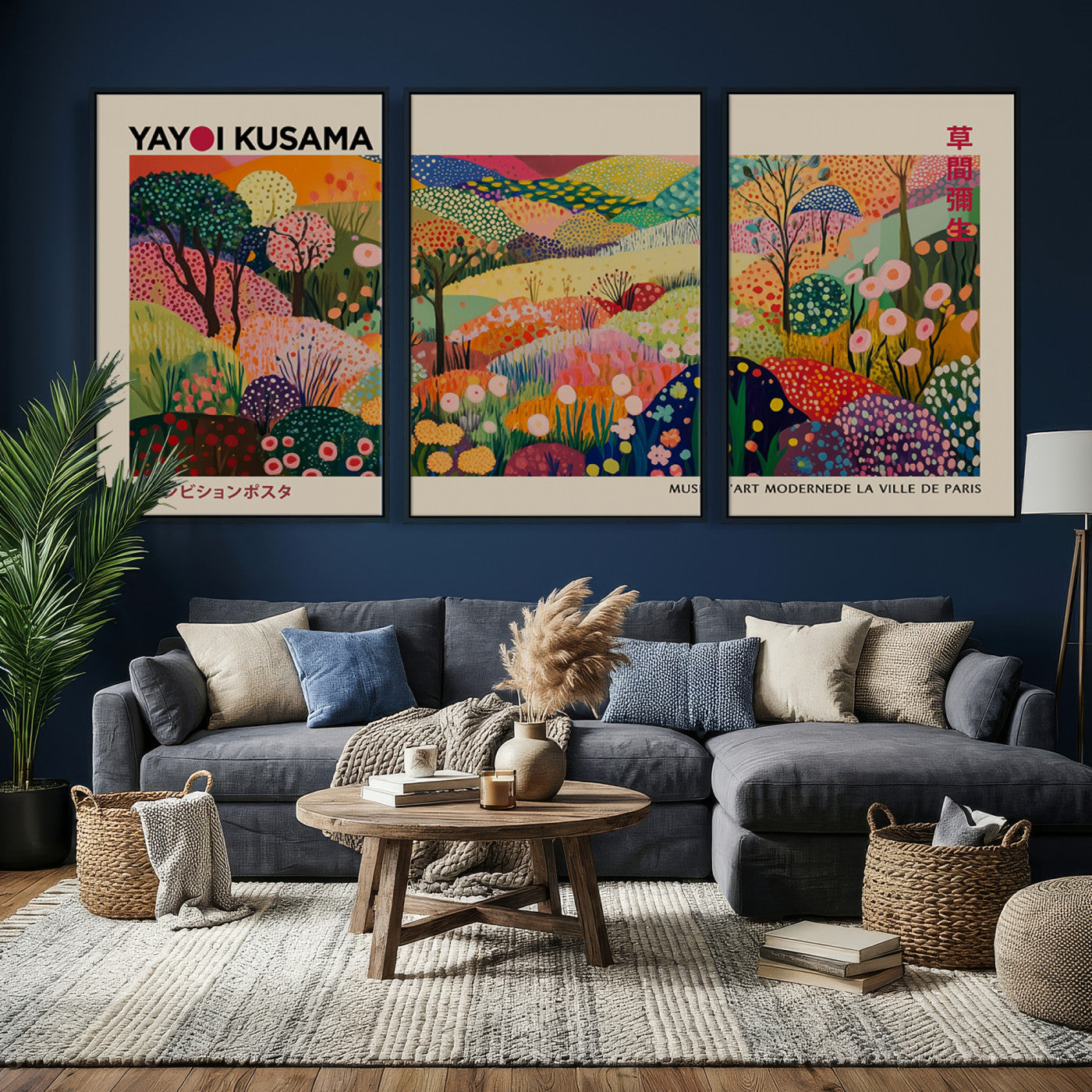 98921-MGV-CV-36X24 - Framed Yayoi Kusama 1986 Wall Art Print – Japanese Wall Art Print, Wabi Sabi Yayoi Kusama Print