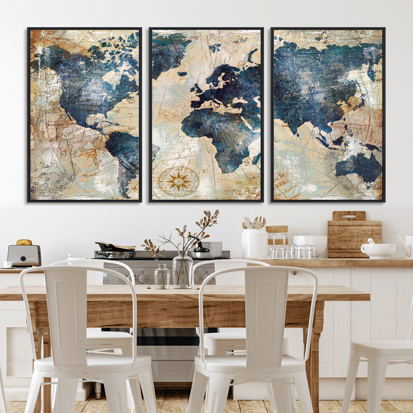 84561-MGV-CV-36X24-Push Pin World Map Canvas Print – Framed Wall Art for Couples, Travel Tracker Map, Anniversary Gift for Home Decor