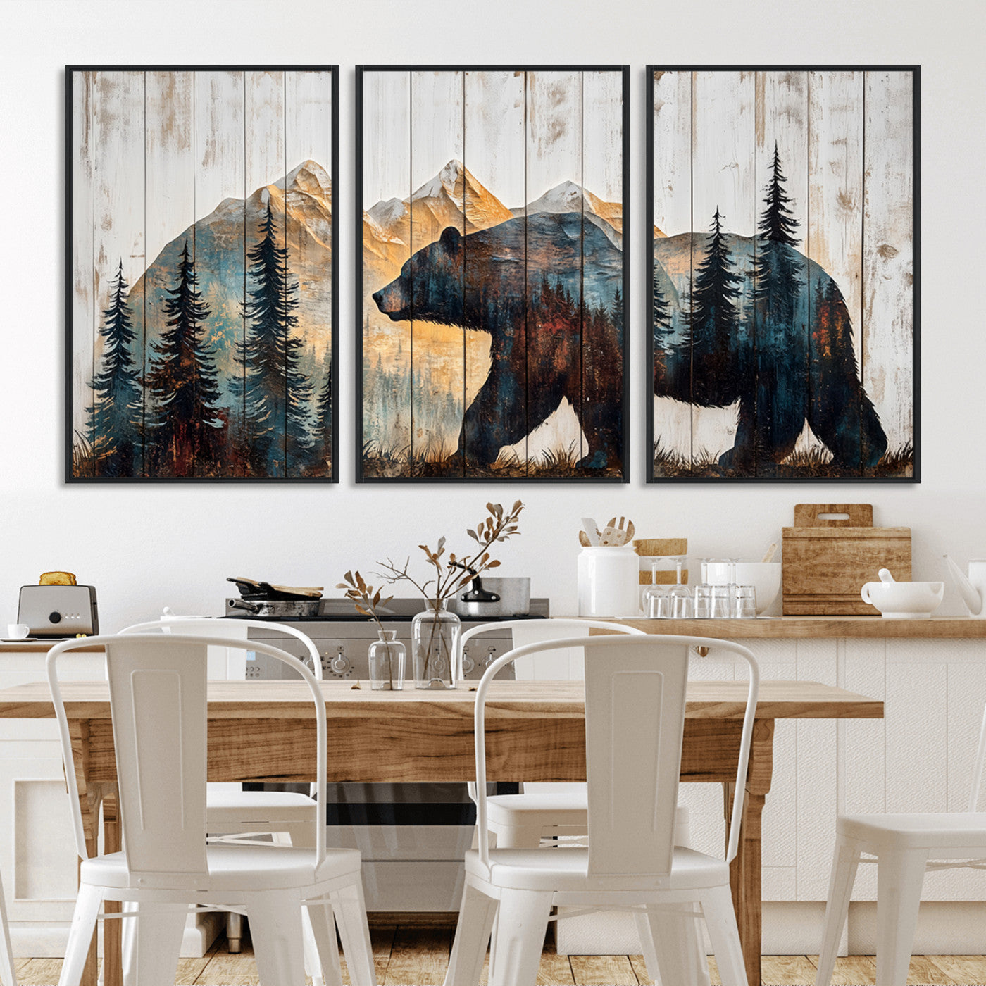 -Rustic Bear Wall Art - Grizzly 399 Bear Wall Art - Mountain Wood Canvas Wall Art - Nature Theme