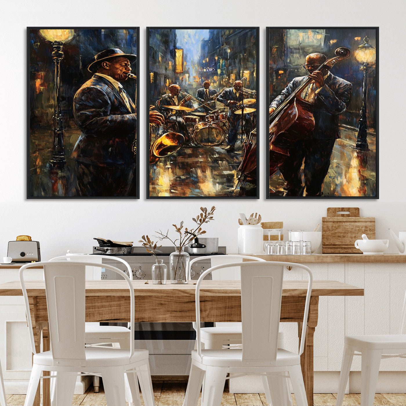 -Jazz Canvas Wall Art Print - Abstract African American Music Art - Framed Posters for Living Room or