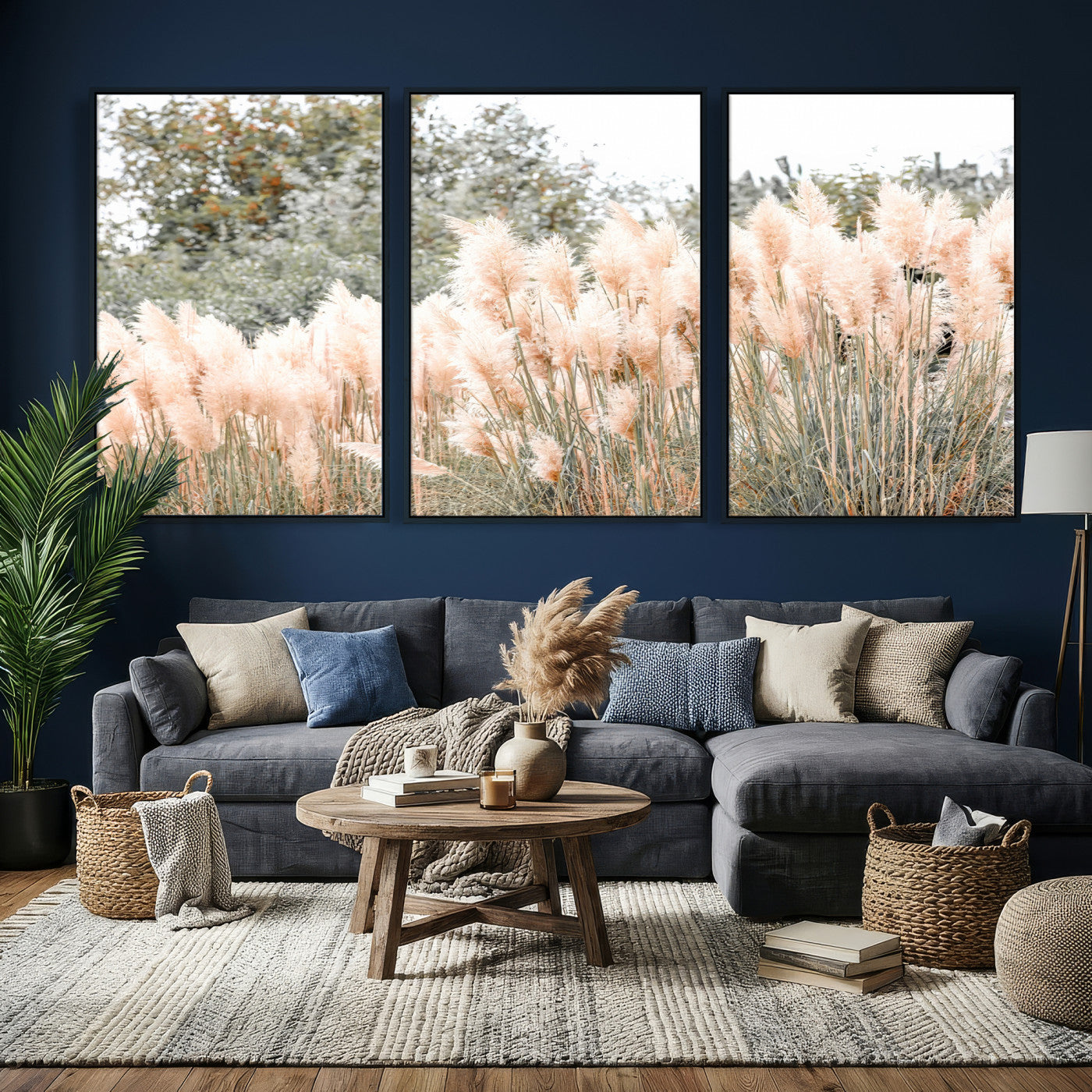 21826392-MGV-CV-36X24 - Pampas Grass Wall Art – Soft Blush Hues and Natural Texture Canvas Print, Serene Outdoors & Botanical Charm for Living Room or Nature Decor