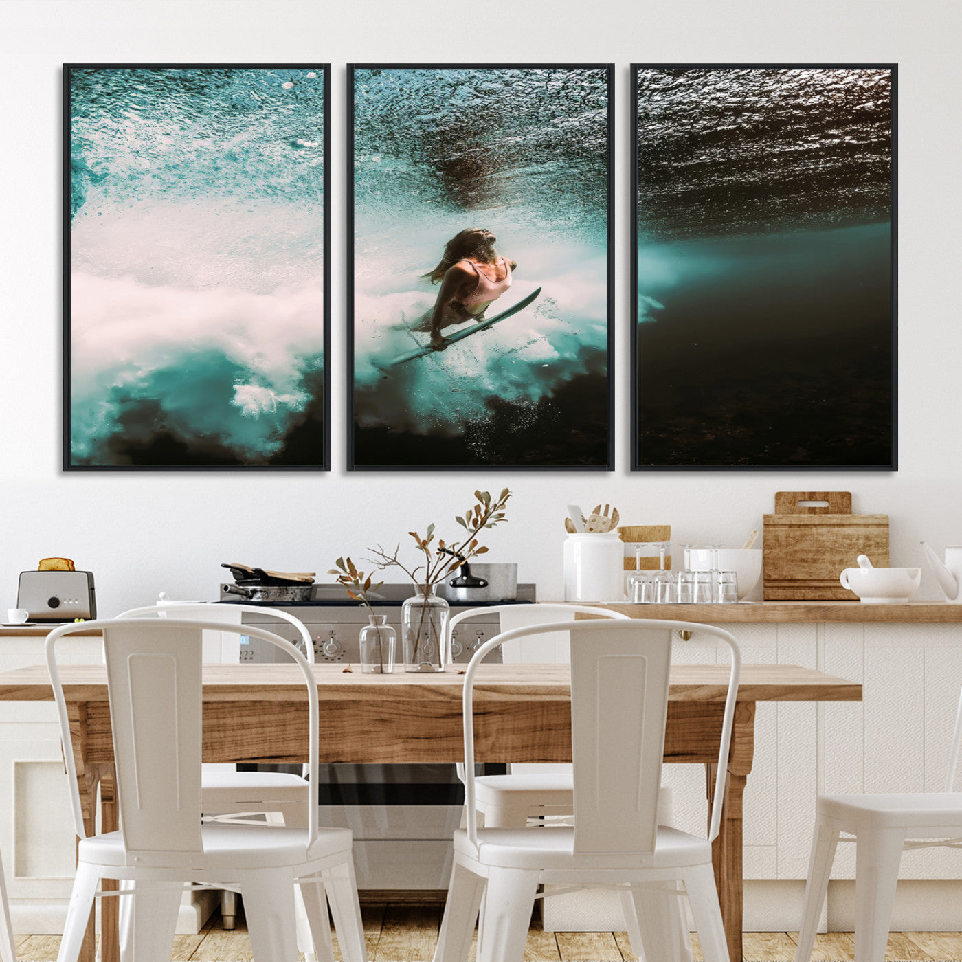 85923512-MGV-CV-40X27-Vibrant Aquatic Motion Wall Art Canvas Print – Framed Underwater Swimming Scene Artwork for Home, Office Decor