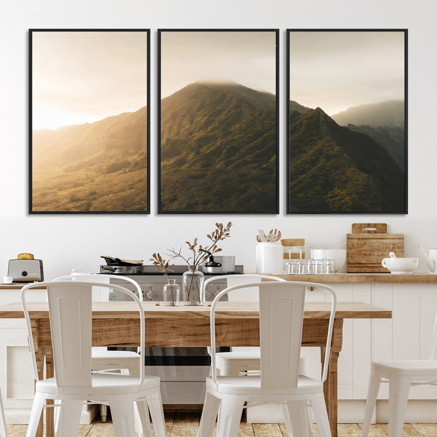 42338636-MGV-CV-36X24-Mountain Wall Art – Framed Sunset Landscape Canvas Artwork, Serene Nature Design, Rustic Decor for Home, Office
