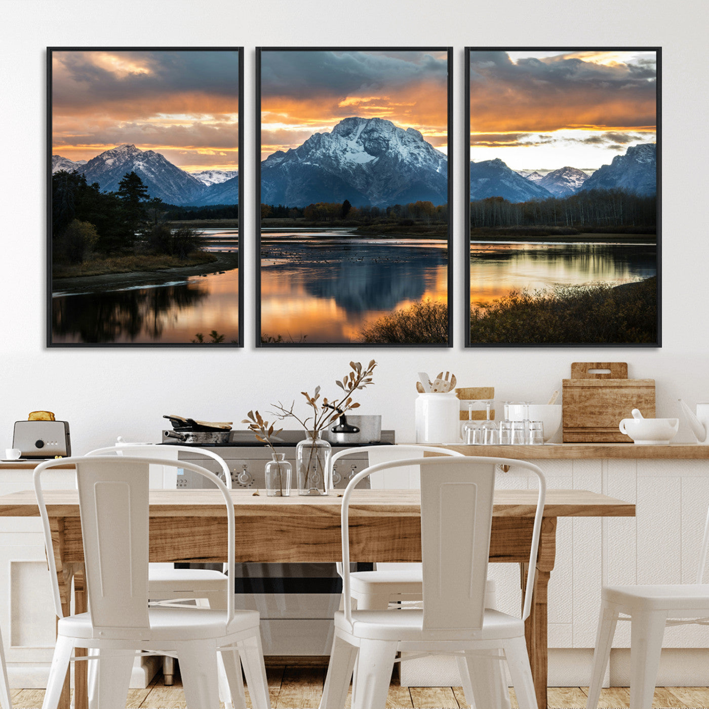 14130176-MGV-CV-36X24-Mountain Sunset Wall Art Canvas Print – Framed Alpine Wilderness Golden Hour Scenic Nature Artwork for Home Offic