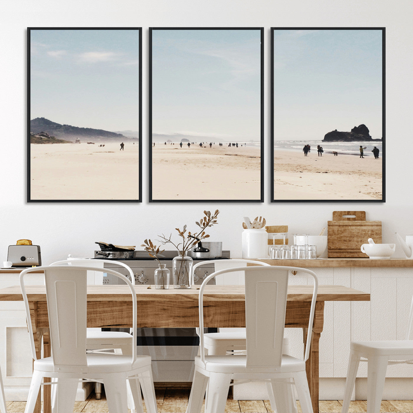 28307820-MGV-CV-36X24-Minimalist Beach Wall Art Canvas Print – Framed Coastal Serenity Soft Sand Nature Scene Artwork for Home Office