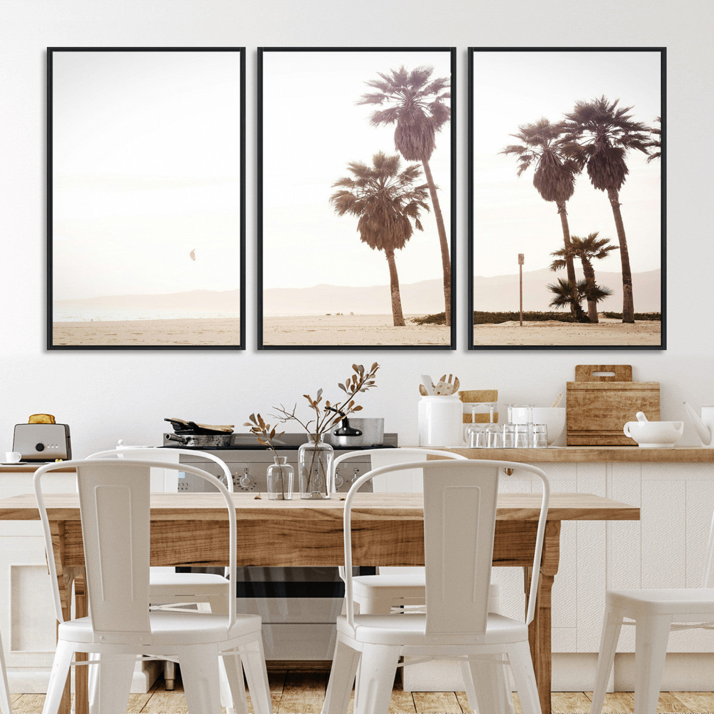 -Coastal Light Wall Art Canvas Print – Relaxing Shoreline Minimalist Ocean Tropical Serenity Artwork for Home, Office