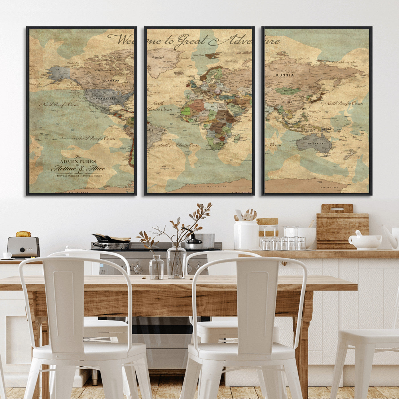 Rehber01-MGV-CV-36X24-Customizable Framed World Map Canvas Print – Personalized Push Pin Travel Map Gift for Couples Explorers for Home, Office