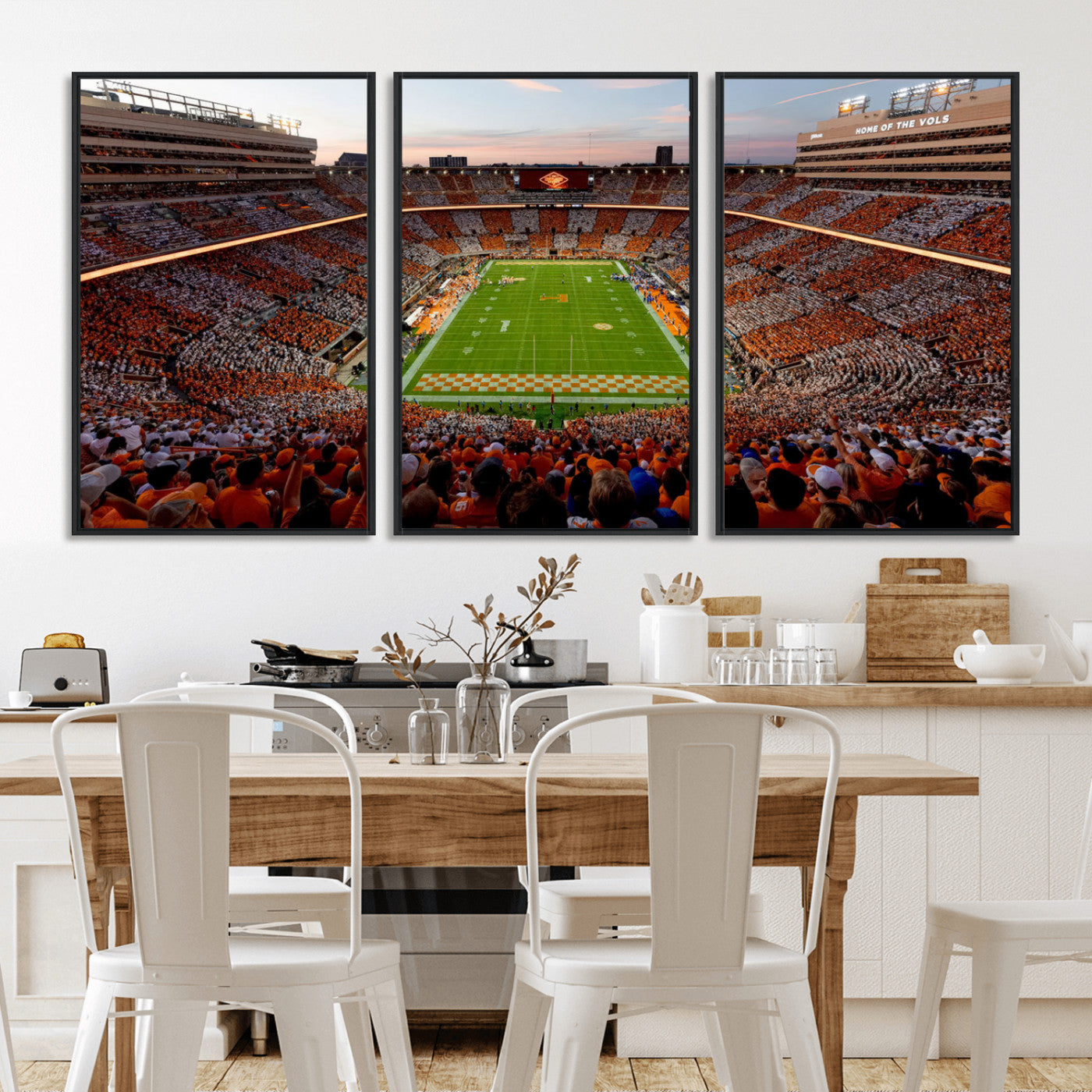 37160229-MGV-FC-60X30-3P_Black-Tennessee Neyland Stadium Wall Art Print, Sports Arena Canvas Wall Art, Panoramic Stadium Canvas Print, Modern Athletic Field Art Printing