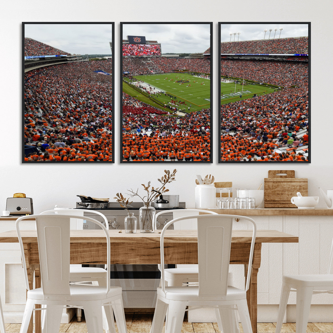 39597998-MGV-FC-60X30-3P_Black-Jordan-Hare Stadium Wall Art Canvas Print, College Sports Art for Man Cave or Game Room, Framed Alabama Football Decor