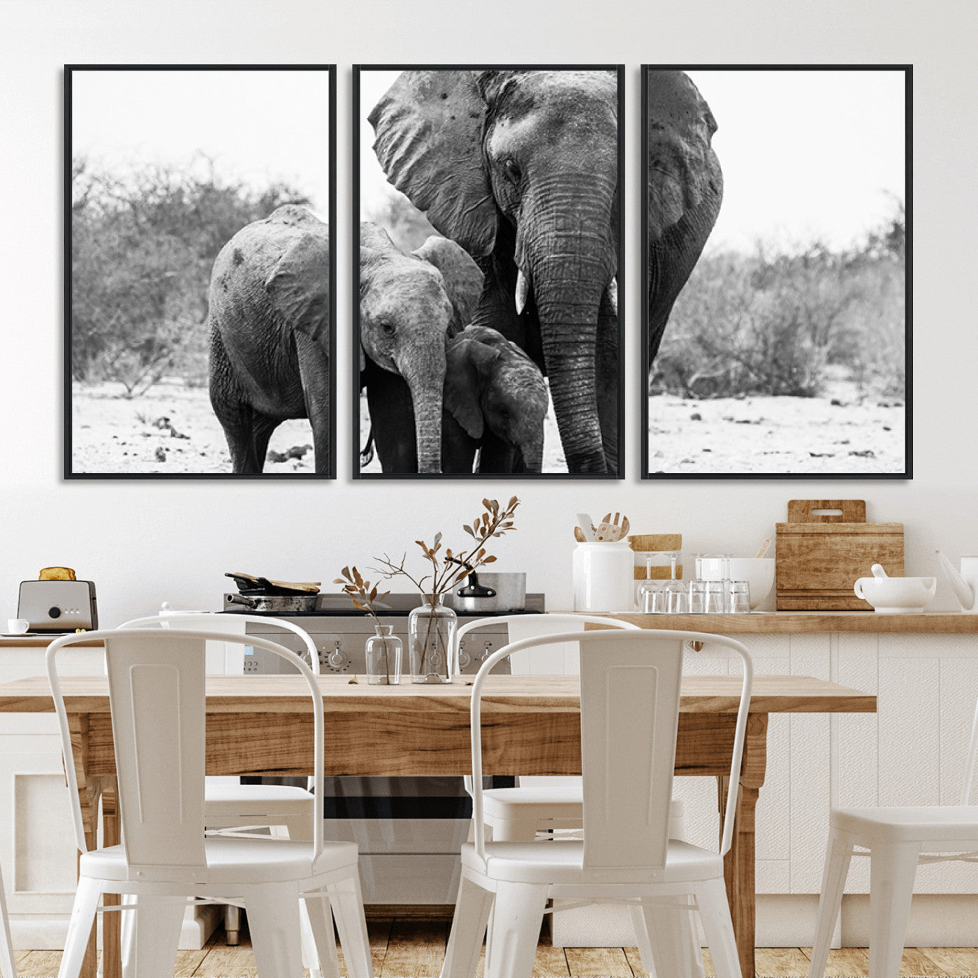 -Elephant Family Africa Wall Art Canvas Print