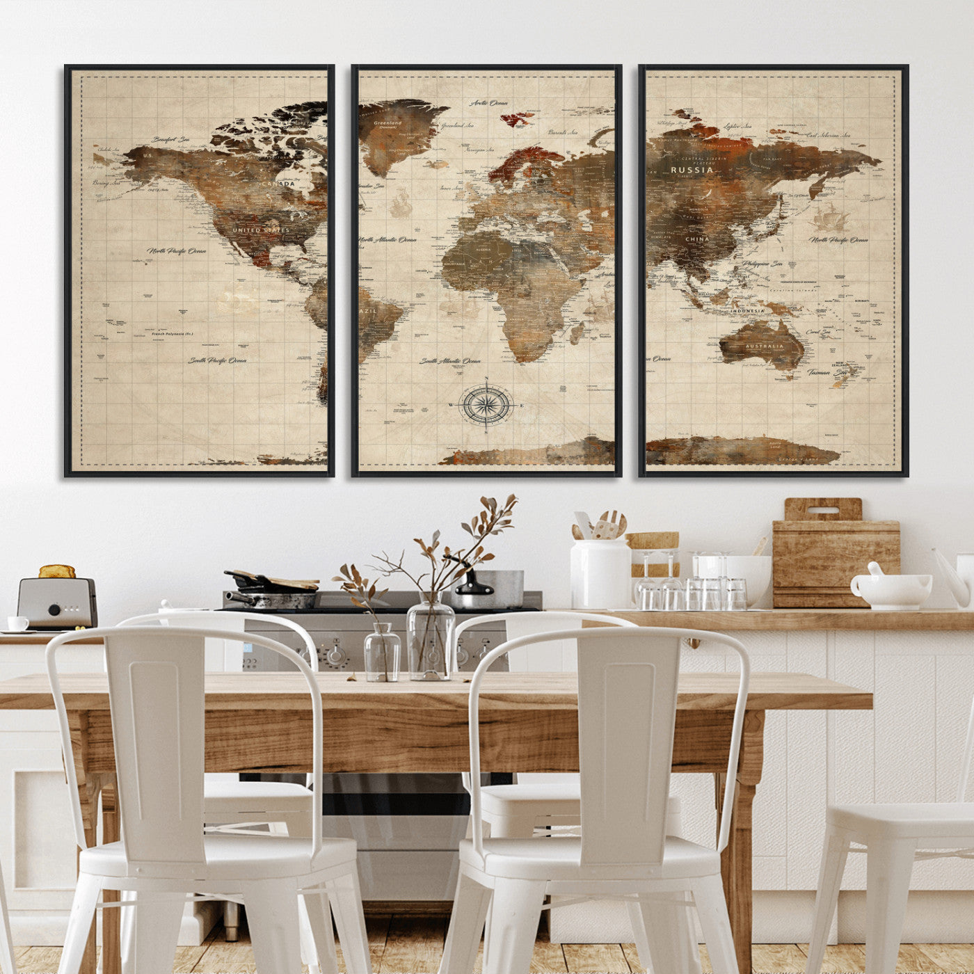 23610090-MGV-CV-36X24 - World Map Wall Art Canvas Print, Modern Decorative Framed Map Artwork Prints for Living Room, Office, Bedroom Wall Decor