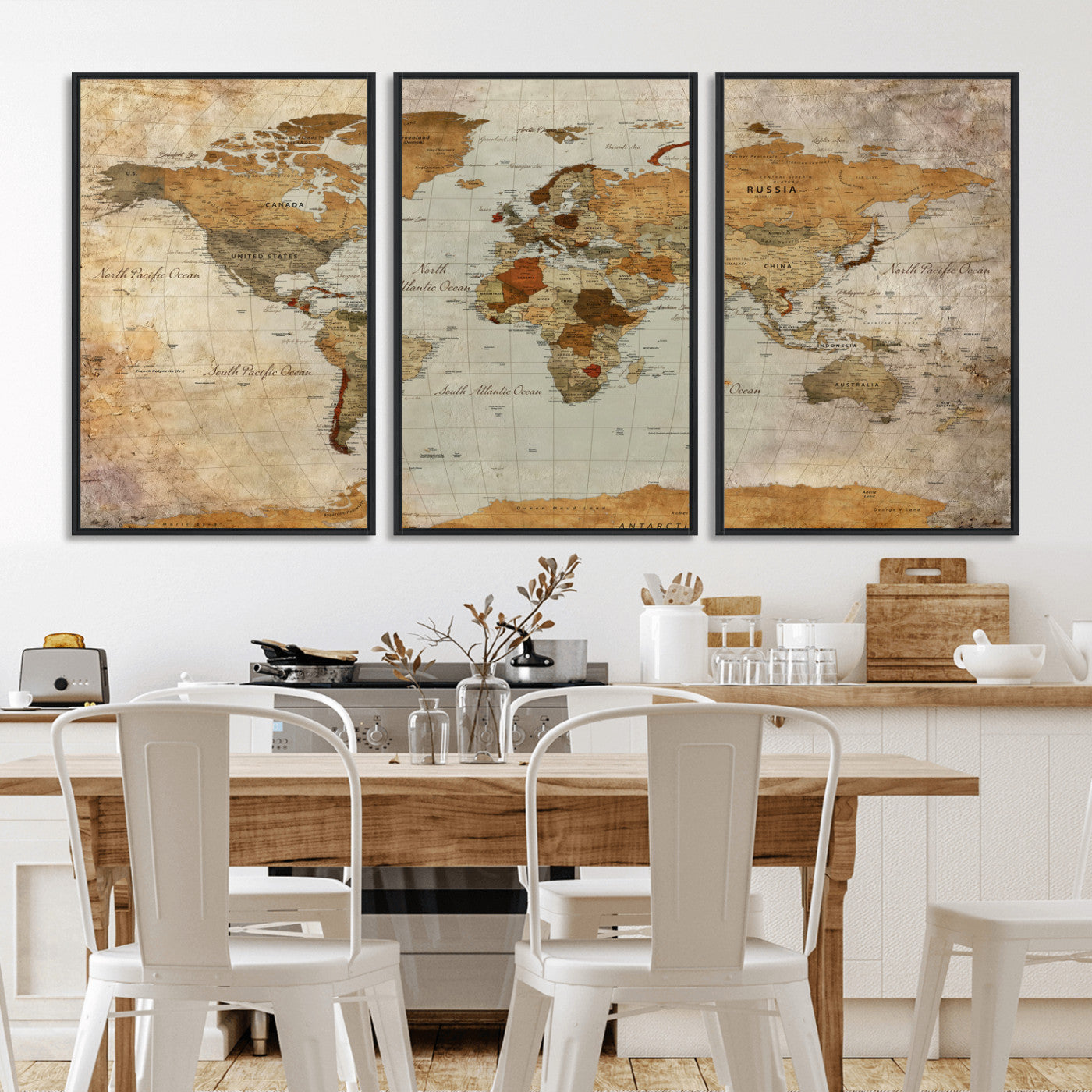 74176056-MGV-CV-36X24 - World Map Wall Art Canvas Print, Modern Decorative Framed Map Artwork Prints for Living Room, Office, Bedroom Wall Decor