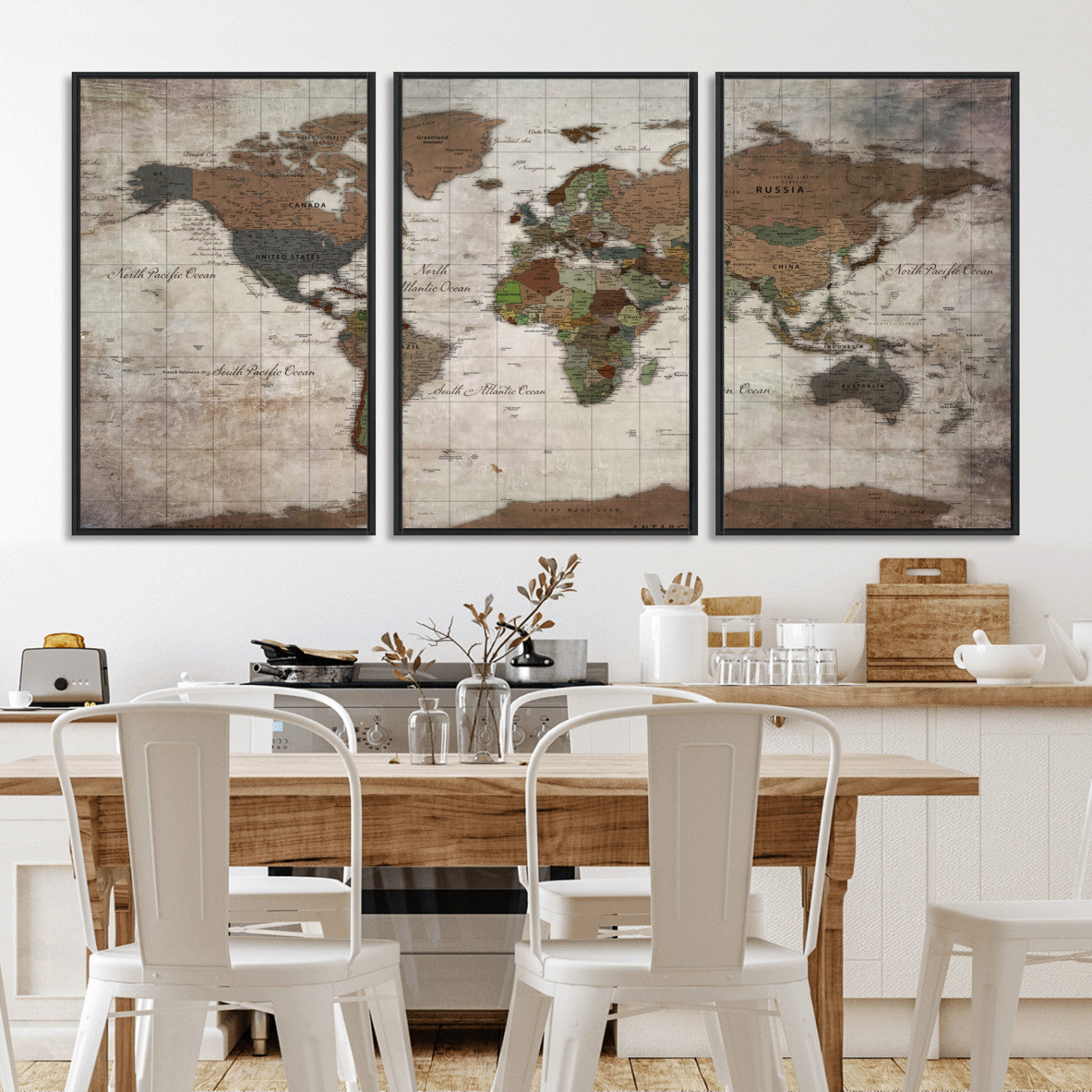 65393892-MGV-CV-36X24 - World Map Wall Art Canvas Print, Modern Decorative Framed Map Artwork Prints for Living Room, Office, Bedroom Wall Decor