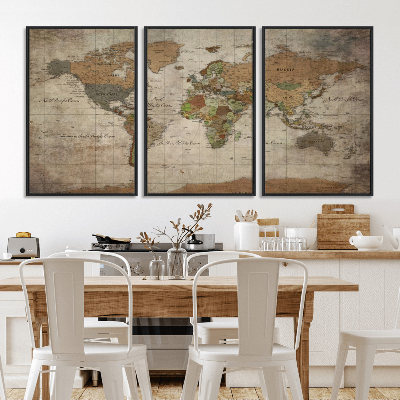 20356264-MGV-CV-36X24 - World Map Wall Art Canvas Print, Modern Decorative Framed Map Artwork Prints for Living Room, Office, Bedroom Wall Decor